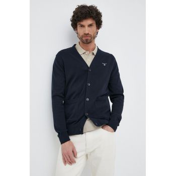 Gant cardigan din bumbac culoarea albastru marin