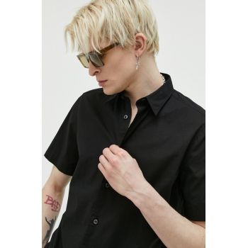 HUGO cămașă bărbați, culoarea negru, cu guler clasic, regular 50475668 ieftina