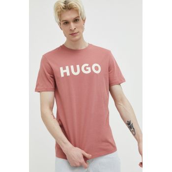 HUGO tricou din bumbac culoarea negru, cu imprimeu