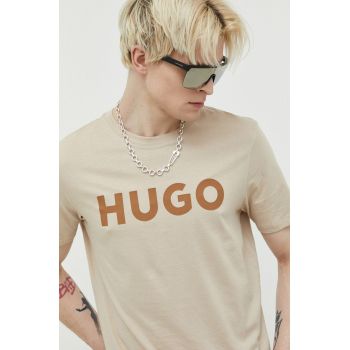 HUGO tricou din bumbac culoarea negru, cu imprimeu