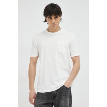 Marc O'Polo tricou din bumbac culoarea bej, neted