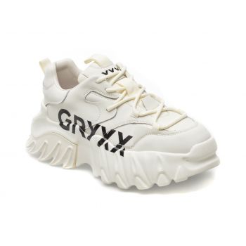 Pantofi GRYXX albi, A265GR, din piele naturala