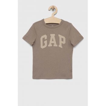 GAP tricou de bumbac pentru copii culoarea maro, cu imprimeu