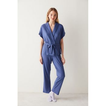 Pijama lunga cu aspect striat