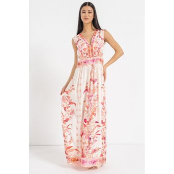 Rochie cu decolteu in V si imprimeu floral