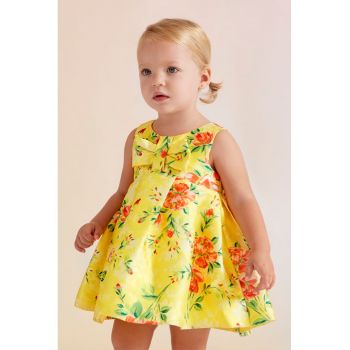 Sleeveless Dress With Floral Pattern - Yellow - Pink - la reducere