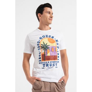 Tricou cu decolteu la baza gatului si imprimeu