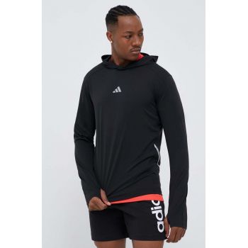 adidas Performance hanorac de jogging X-City culoarea negru, cu glugă, neted de firma original