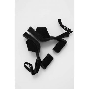 Answear Lab sandale din piele intoarsa culoarea negru de firma originale