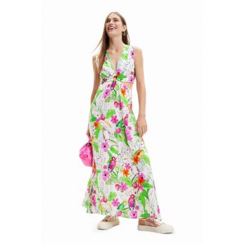 Desigual rochie culoarea alb, maxi, evazati de firma originala