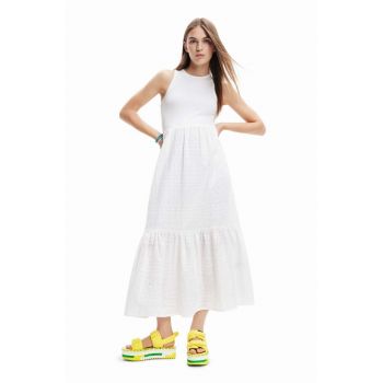 Desigual rochie culoarea alb, midi, drept de firma originala