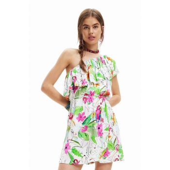 Desigual rochie culoarea alb, mini, drept ieftina