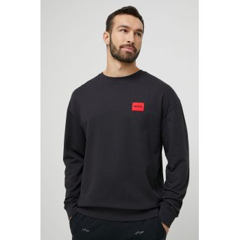 HUGO hanorac lounge din bumbac culoarea negru, cu imprimeu