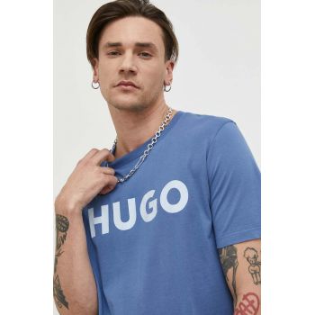 HUGO tricou din bumbac culoarea negru, cu imprimeu