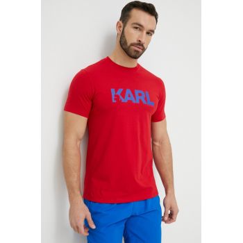 Karl Lagerfeld tricou din bumbac culoarea rosu, cu imprimeu