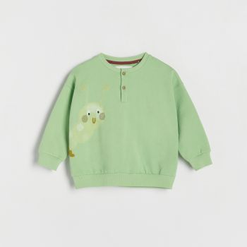 Reserved - Bluză oversize cu imprimeu - Verde