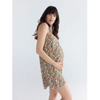 Reserved - Rochie din viscoză cu model - Multicolor