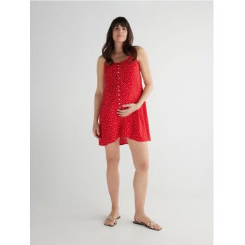 Reserved - Rochie din viscoză cu model - Roșu