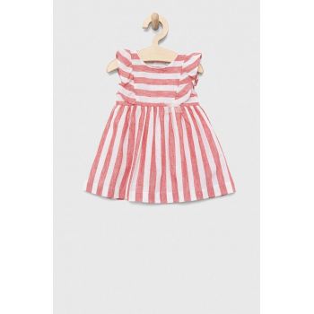 Birba&Trybeyond rochie din amestec de in pentru bebeluși culoarea rosu, mini, evazati