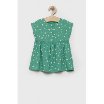 United Colors of Benetton rochie fete culoarea verde, mini, evazati de firma originala