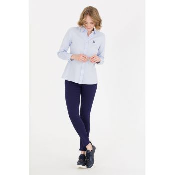 Pantaloni slim fit cu logo brodat