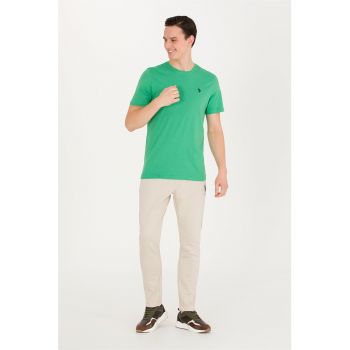 Pantaloni sport slim fit cu logo brodat