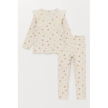 Bluza si colanti cu model floral Bluza si colanti cu model floral