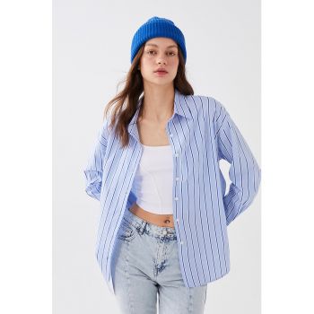 Camasa din amestec de bumbac cu model in dungi