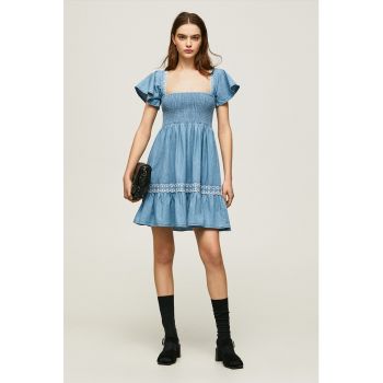 Rochie de denim cu detalii brodate