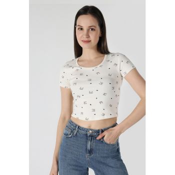 Tricou crop slim fit