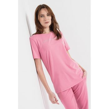 Tricou regular fit cu maneci cazute la reducere