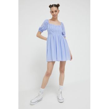Abercrombie & Fitch rochie culoarea bleu, mini, drept ieftina