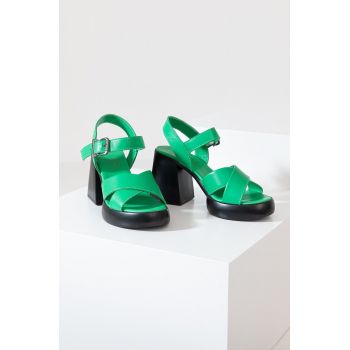 Answear Lab sandale de piele culoarea verde ieftine