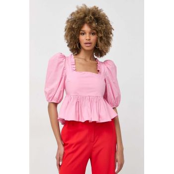 Custommade bluza din bumbac Darine femei, culoarea roz, neted