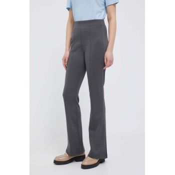 GAP pantaloni femei, culoarea gri, evazati, high waist