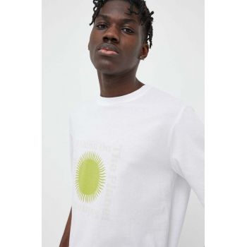 Marc O'Polo tricou din bumbac culoarea alb, cu imprimeu