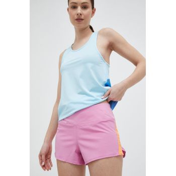 Roxy pantaloni scurți de alergare Bold Moves femei, culoarea roz, cu imprimeu, medium waist ieftini