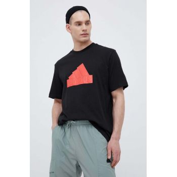 adidas tricou din bumbac culoarea negru, cu imprimeu