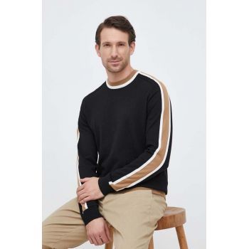 BOSS pulover de bumbac culoarea negru, light