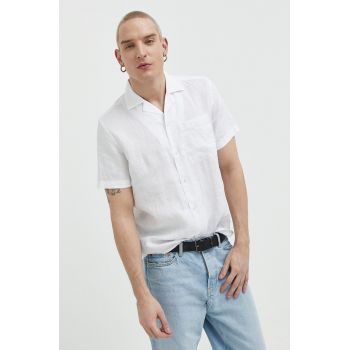 HUGO cămașă de in culoarea alb, regular 50490761 de firma originala