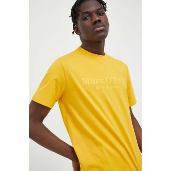 Marc O'Polo tricou din bumbac culoarea galben, cu imprimeu