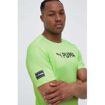 Puma tricou de antrenament Fit culoarea verde, cu imprimeu de firma original