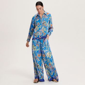 Reserved - Pantaloni palazzo cu model - Albastru Reserved - Pantaloni palazzo cu model - Albastru