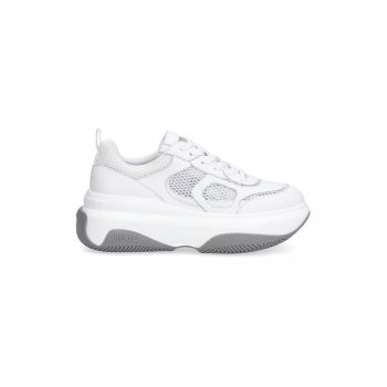 Pantofi sport wedge cu insertii de piele