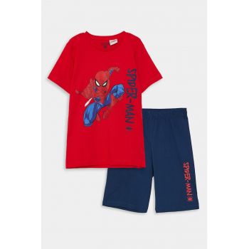 Pijama din bumbac cu imprimeu cu Spider-Man