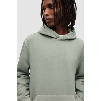 AllSaints hanorac de bumbac barbati, culoarea verde, cu glugă, neted