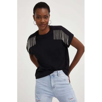 Answear Lab tricou din bumbac x colecția limitată SISTERHOOD culoarea negru