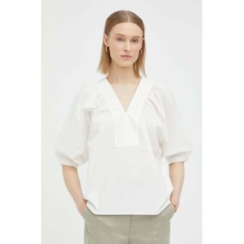 By Malene Birger bluza din bumbac femei, culoarea alb, neted de firma originala