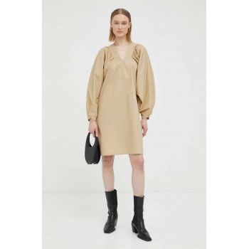 By Malene Birger rochie din bumbac culoarea bej, mini, oversize