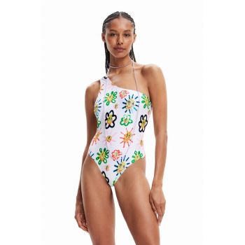 Desigual costum de baie dintr-o bucată culoarea alb, cupa moale de firma original